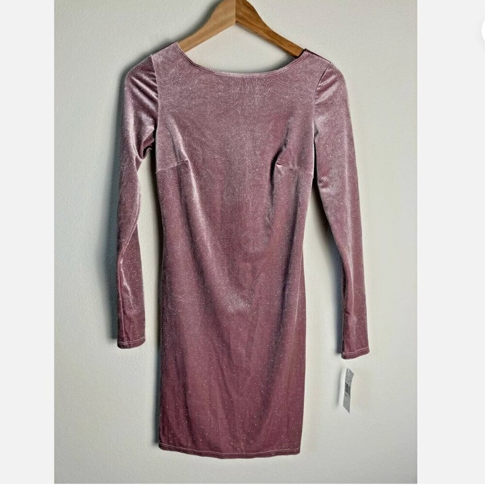 Jump Apparel Juniors Velvet Long Sleeve Bodycon Dress Scoop Back BlushSize M NWT
